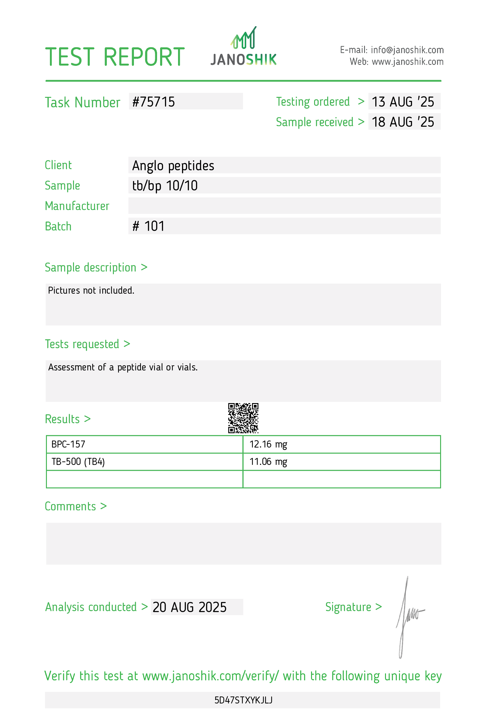 BPC-157 & TB4 Blend 10mg+10mg NEW BATCH #102 Research Peptide