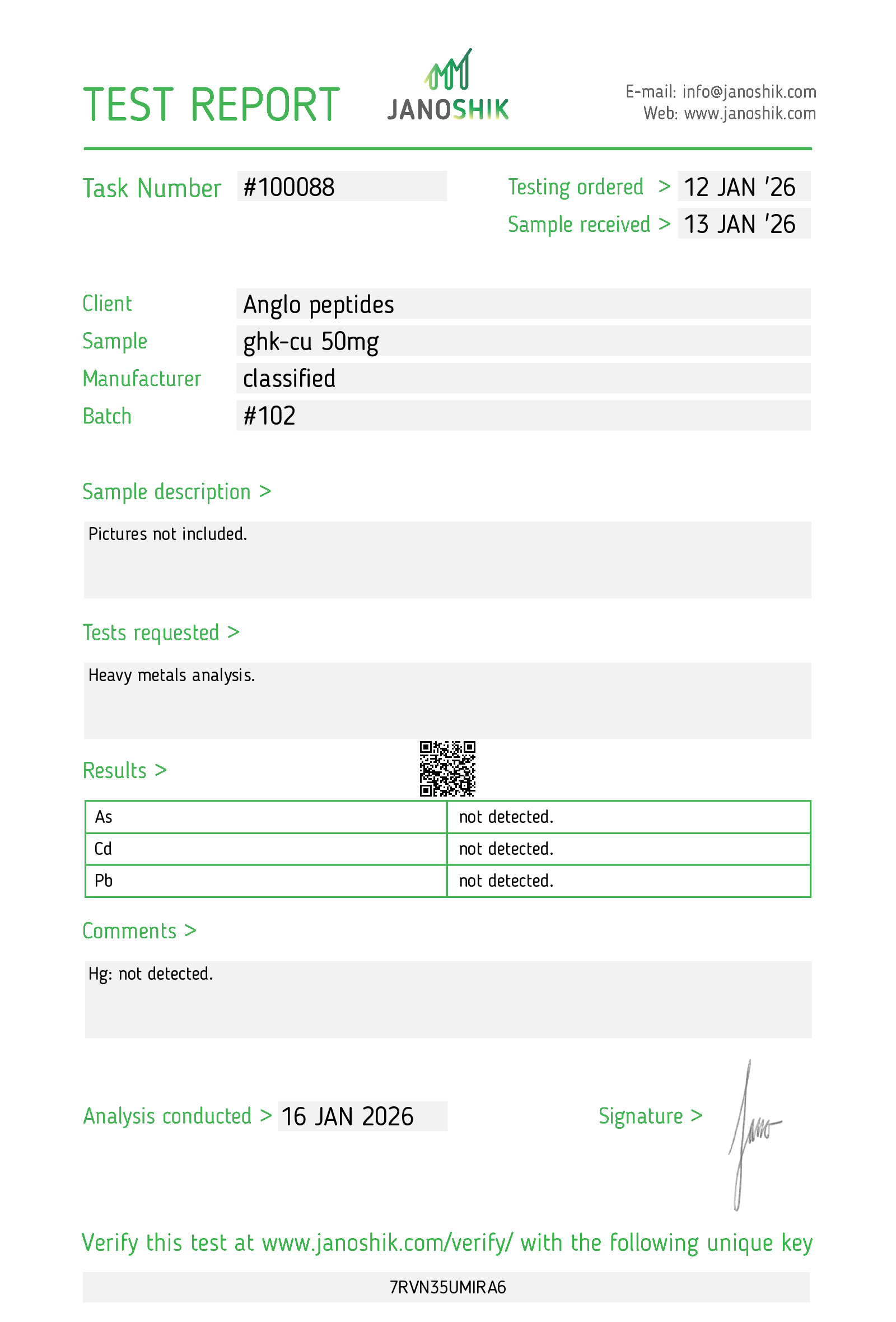 GHK-Cu – 50mg batch #102 Research Peptide