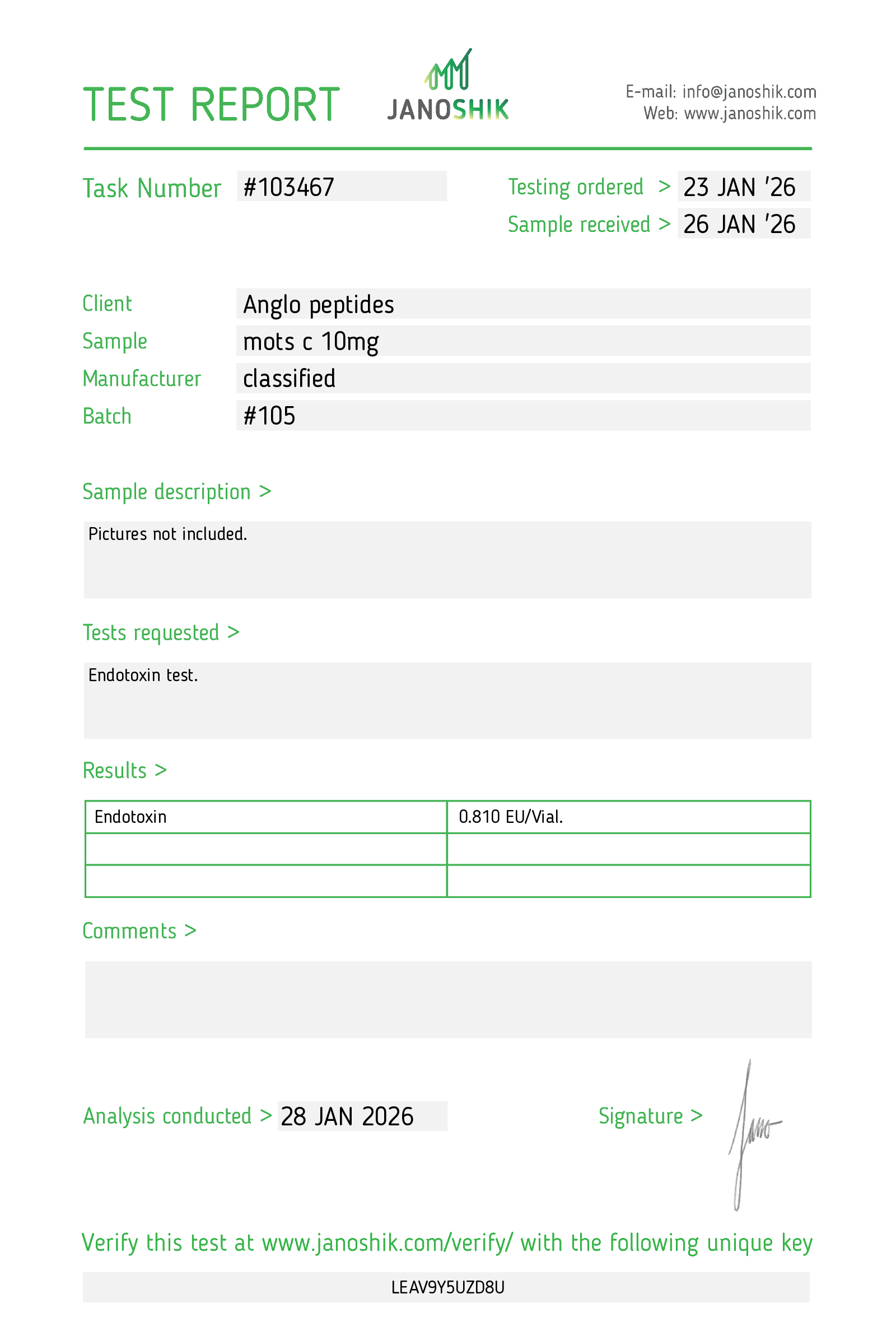 MOTS-c – 10mg Batch #106 Research Peptide