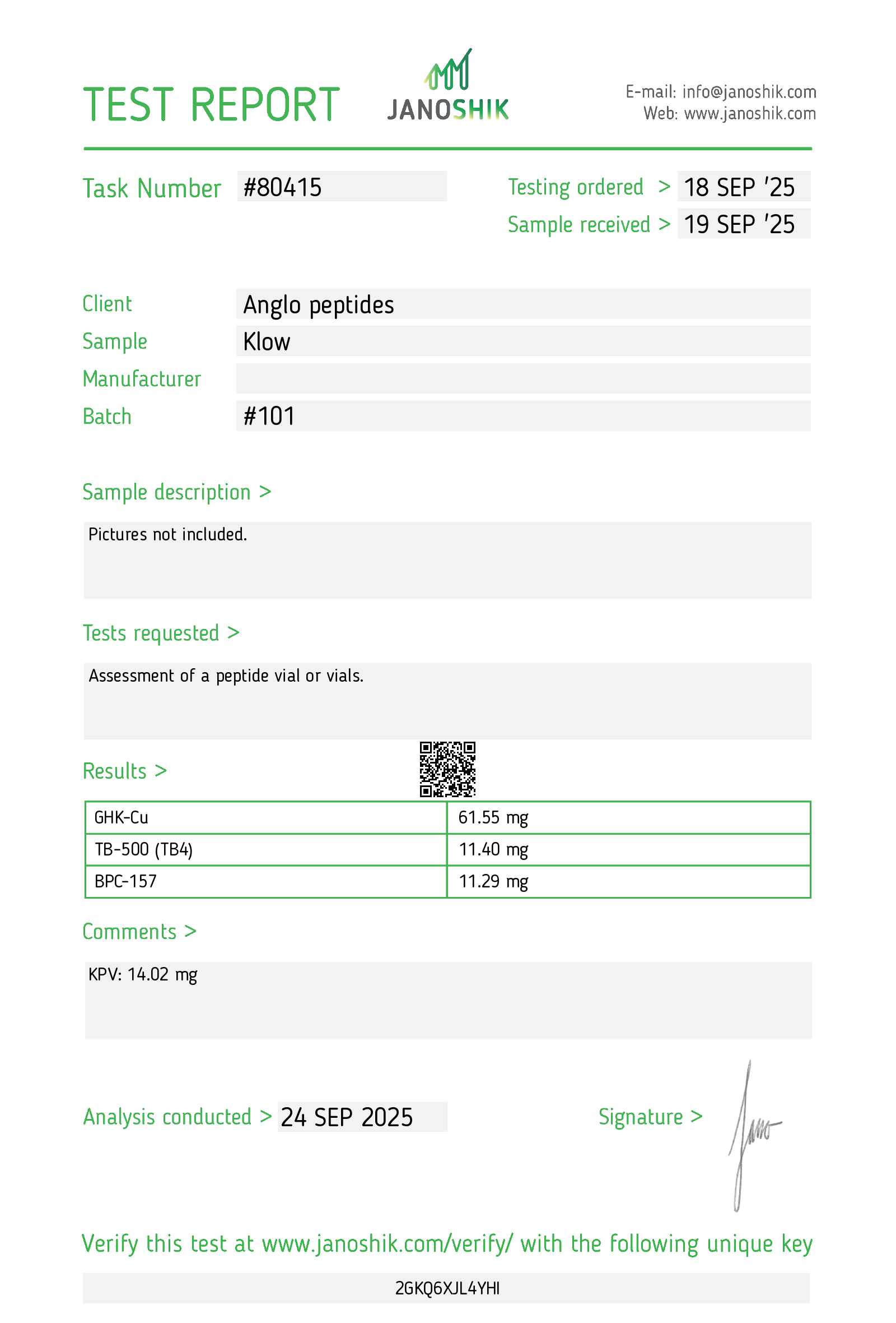 klow Blend 80mg Vial. (NEW BATCH 106) Research Peptide