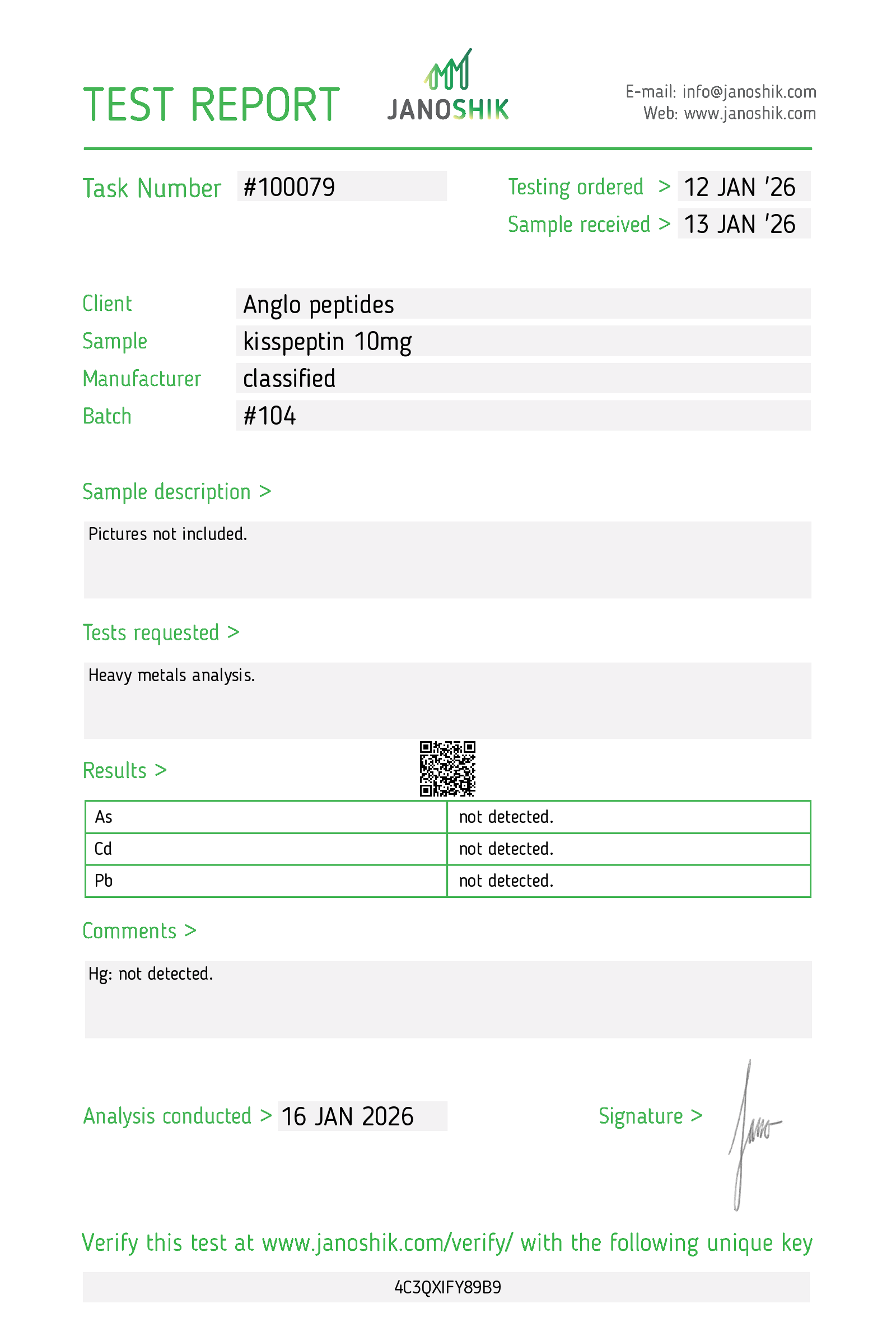 Kisspeptin – 10mg (batch 104) Research Peptide