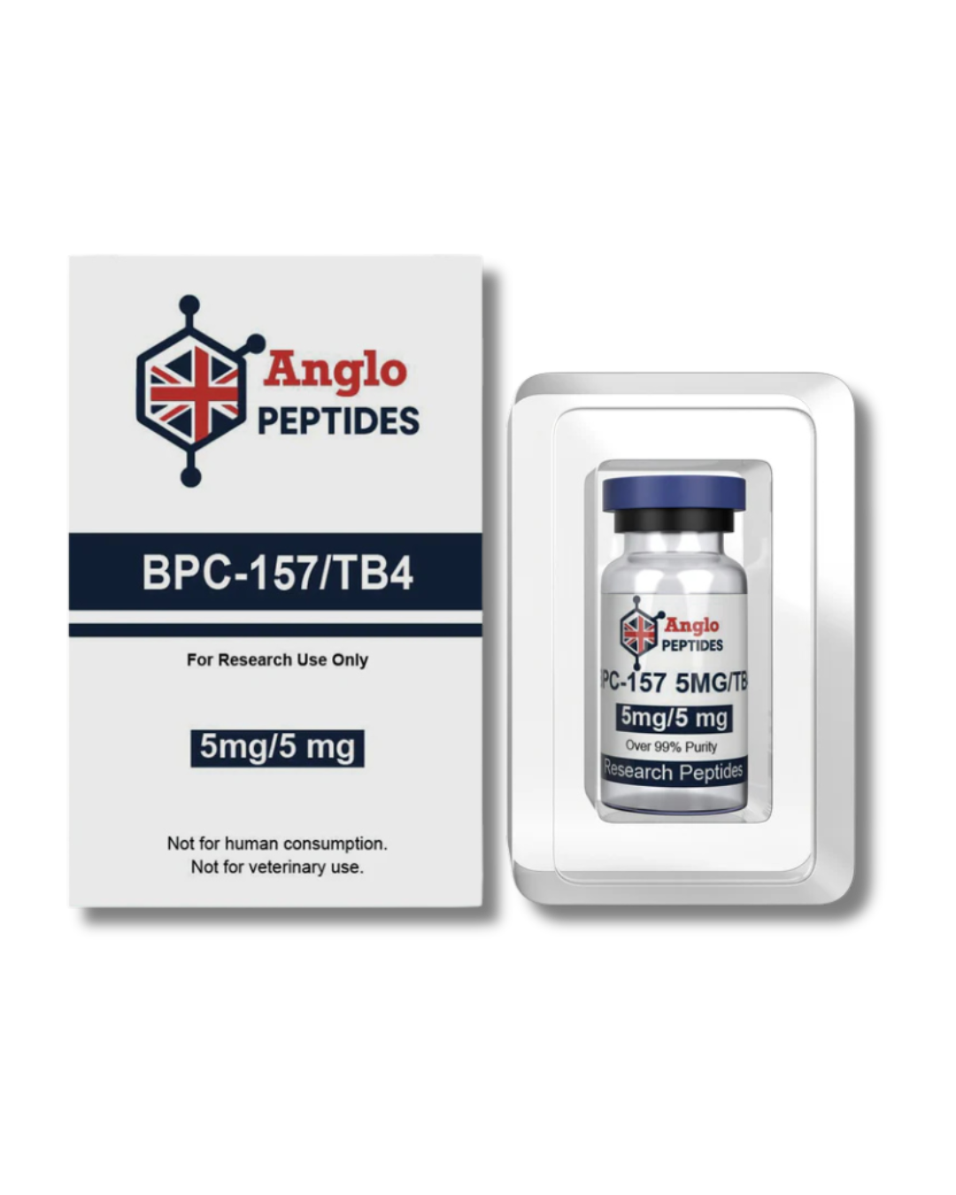 BPC-157 & TB4 Blend 5mg5mg new batch 102 Research Peptide in vial with packaging