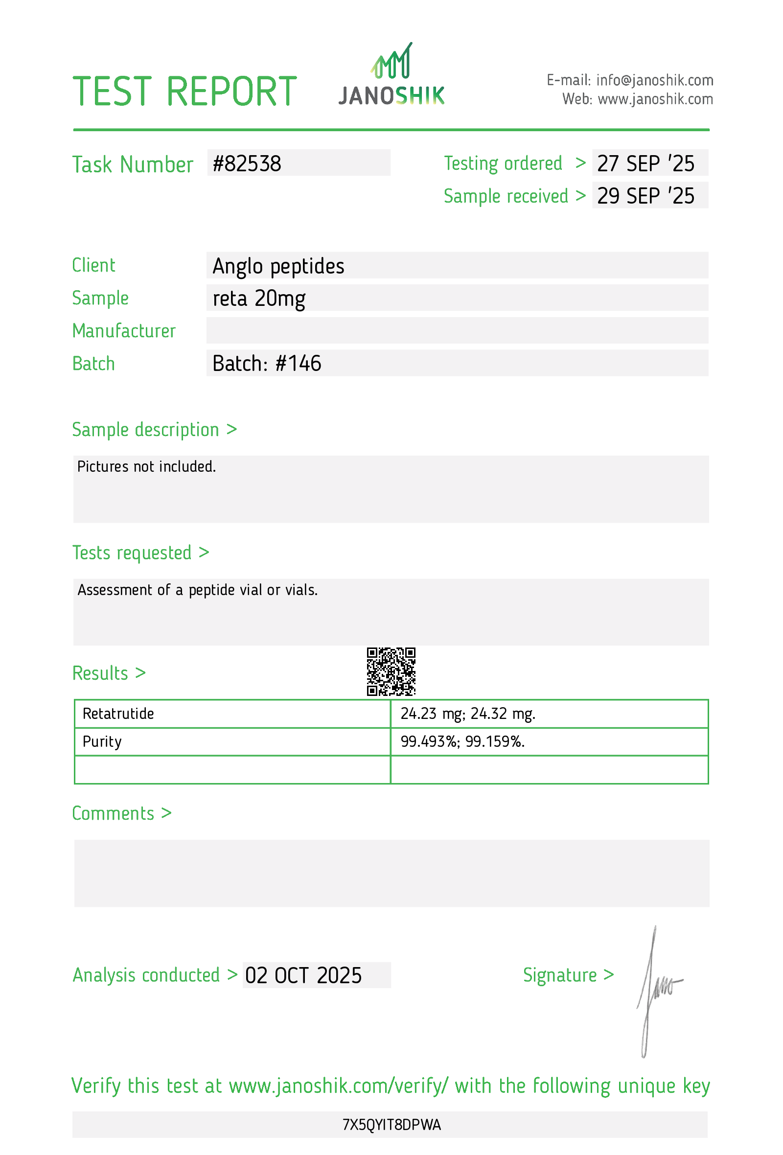 Retatrutide – 20mg NEW BATCH #147 Research Peptide uk